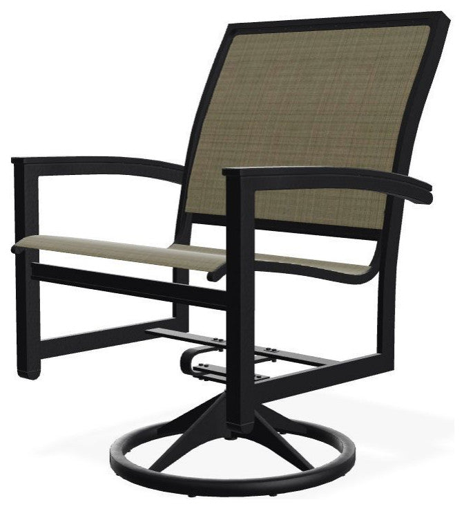 Bazza Sling Outdoor Swivel Rocker, Elevation Stone/Black