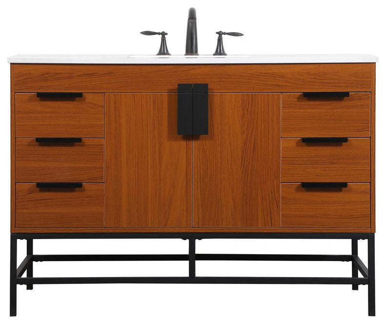 Home Living 22" Modern Teak-Light Bathroom Vanity