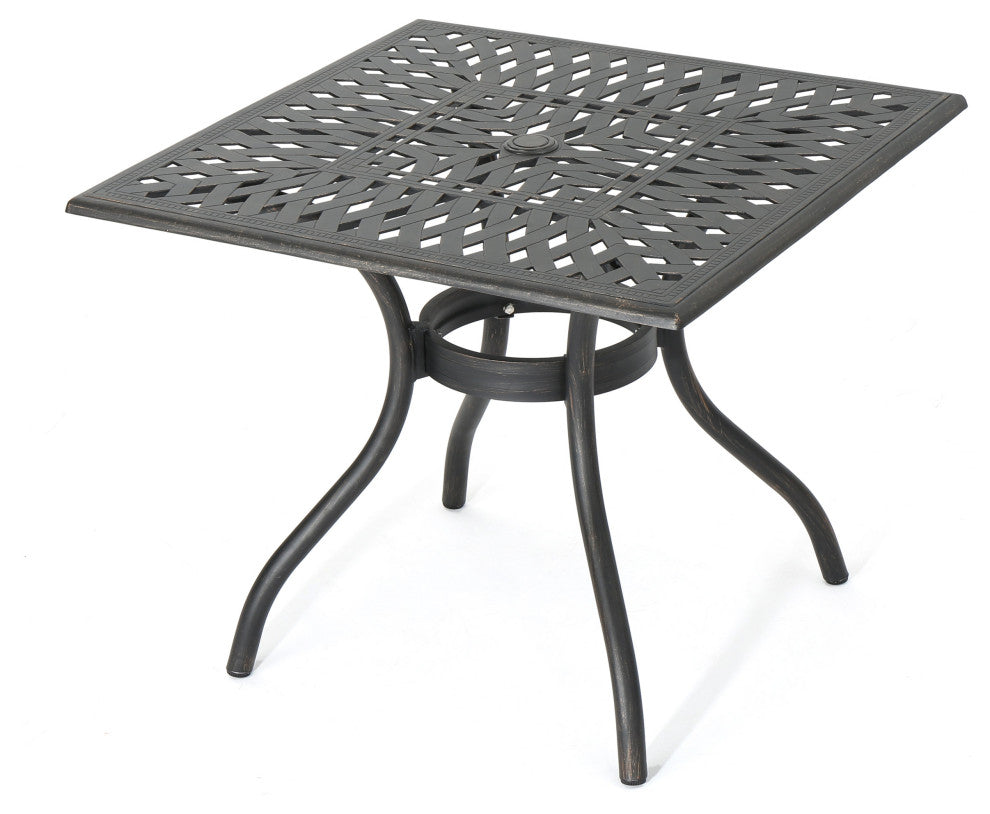 GDF Studio 5-Piece Augusta Outdoor Patina Copper Cast Aluminum Dining Set