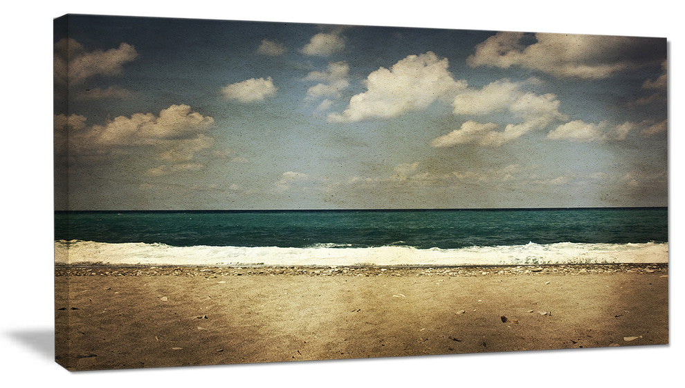 "Vintage Beach With Heavy Clouds" Seashore Canvas Print, 32"x16"