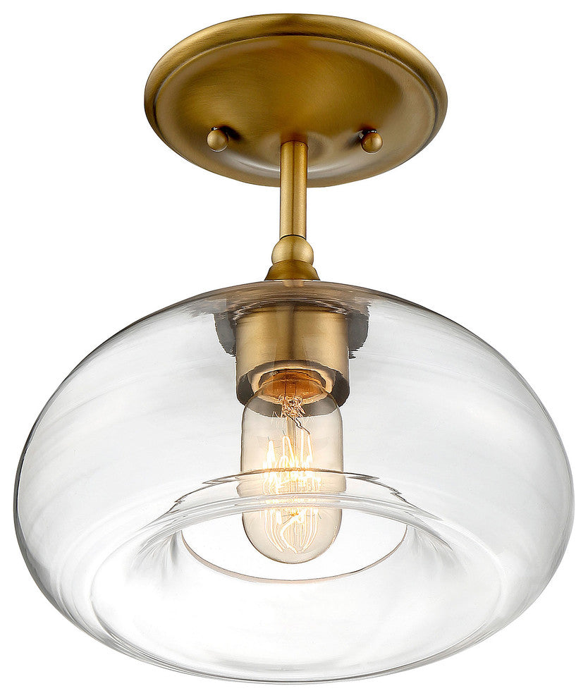 1-Light Semi-Flush Mount, Natural Brass