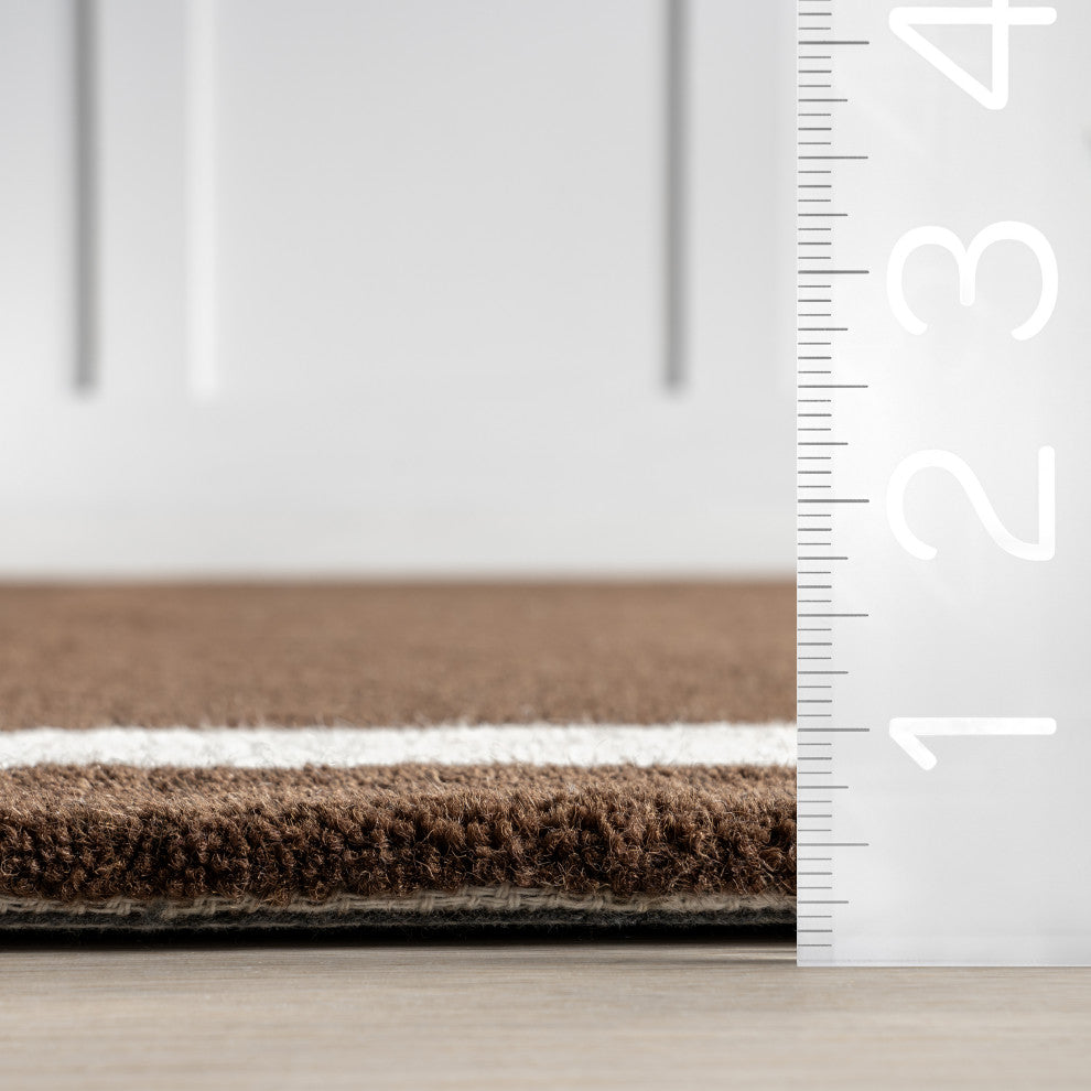 Grace Bordered Wool Area Rug, Brown 3' x 5'
