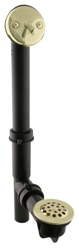 Black 1.5" Tubular Trip Lever Bath Waste In Polished Brass