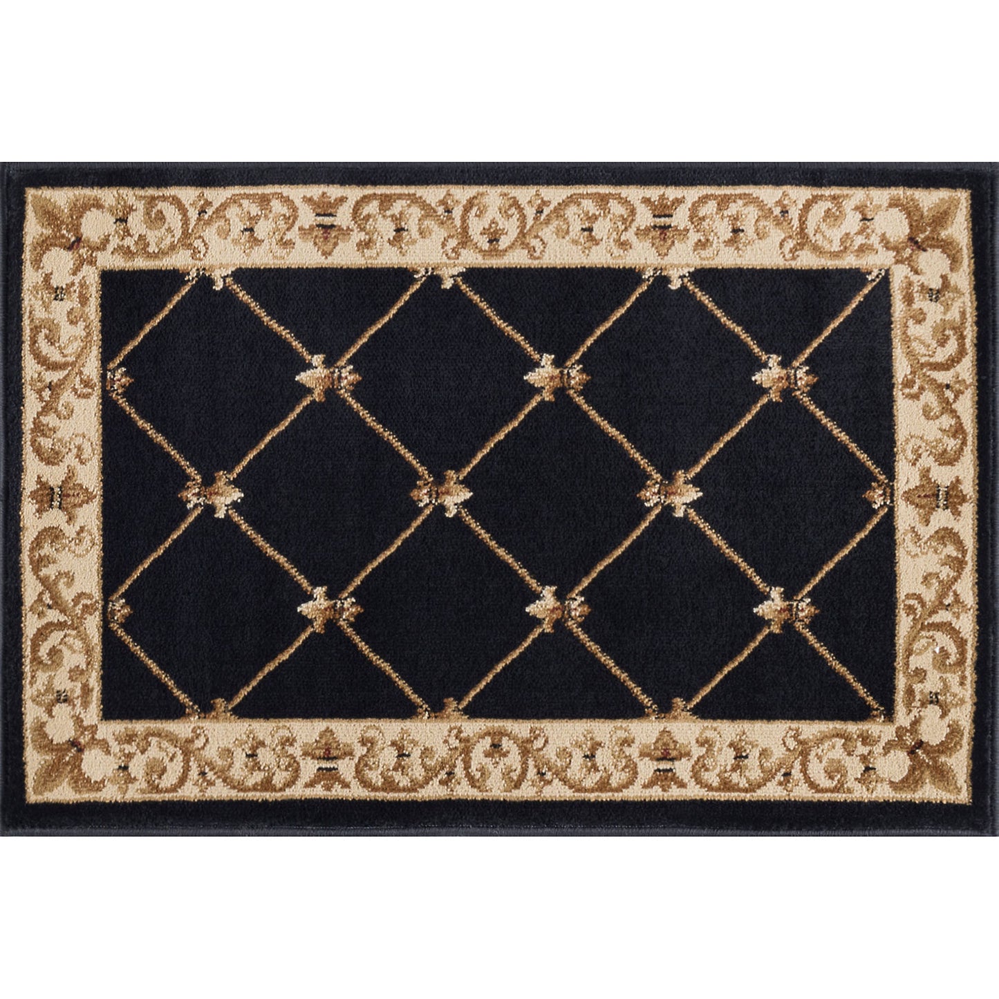 Orleans Traditional Border Area Rug, Black, 2'x3'