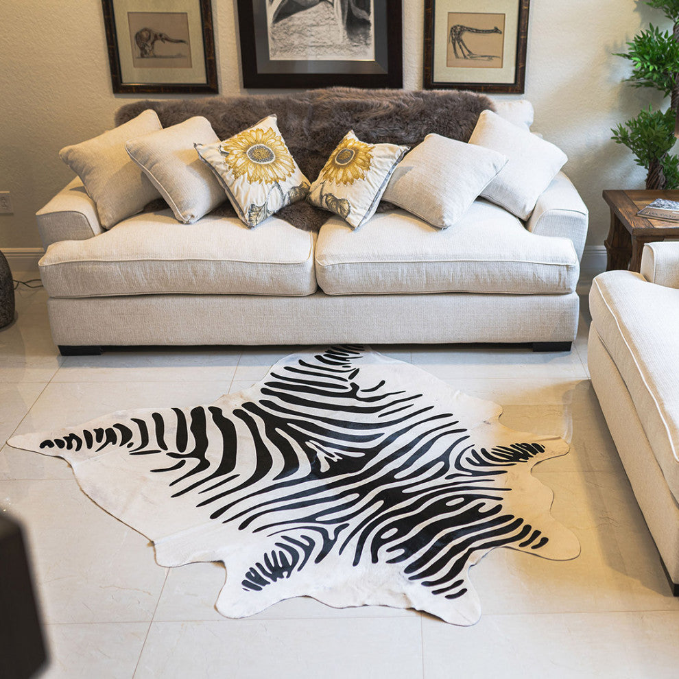 Luxury Cowhides Zebra Off White Cowhide Rug