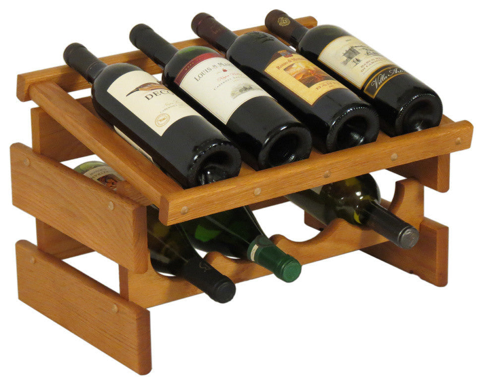 8 Bottle Dakota Wine Rack with Display Top, Medium Oak