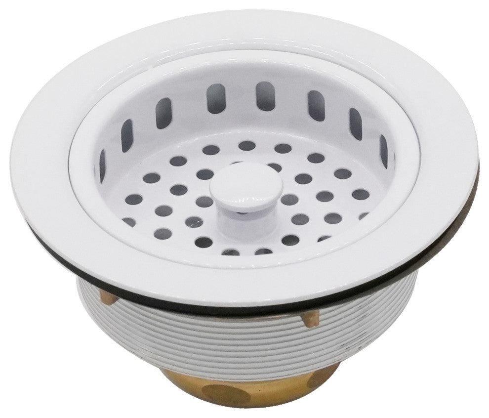 Post Style Large Kitchen Basket Strainer, Powder Coated White