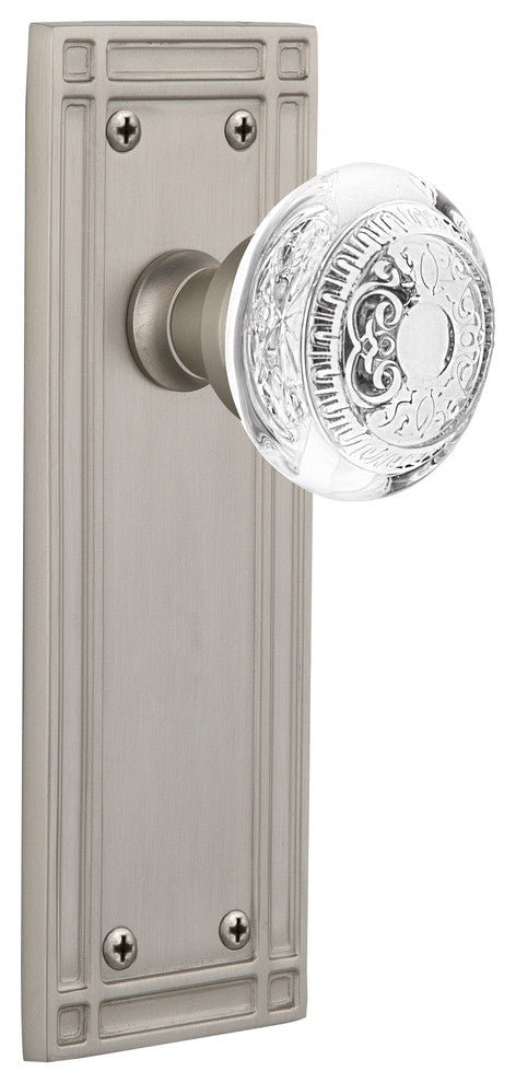 Mission Plate Single Dummy Crystal Egg and Dart Knob, Satin Nickel, MISCED