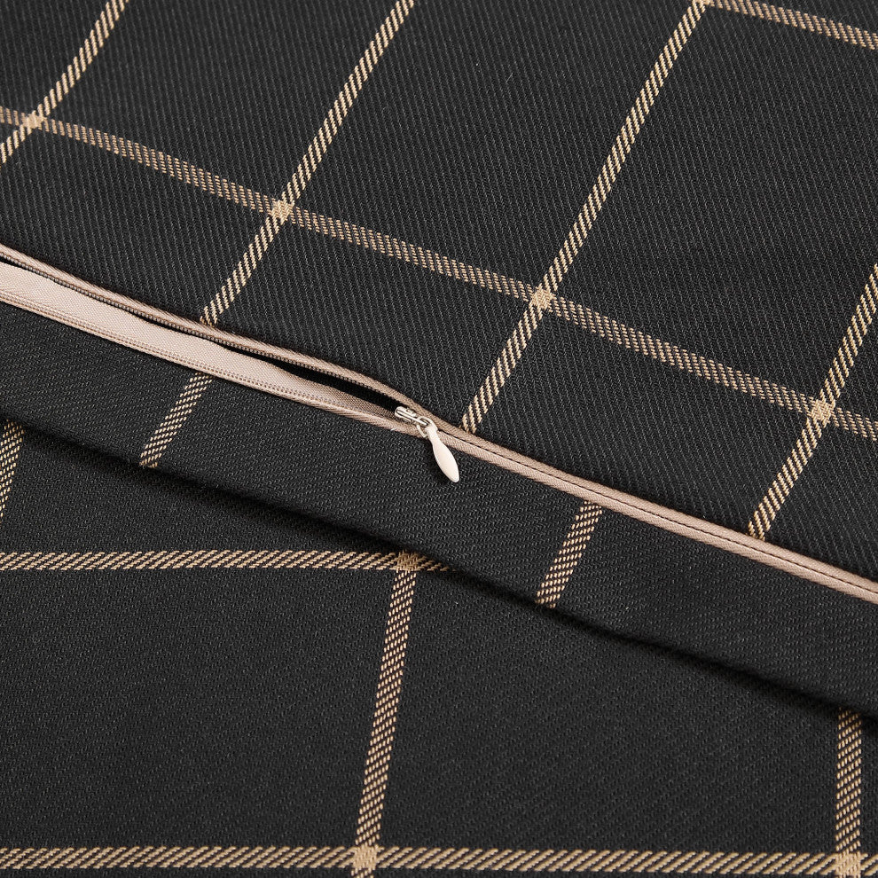 Windowpane Plaid Duvet Cover Set, 3PC, Black, Super King