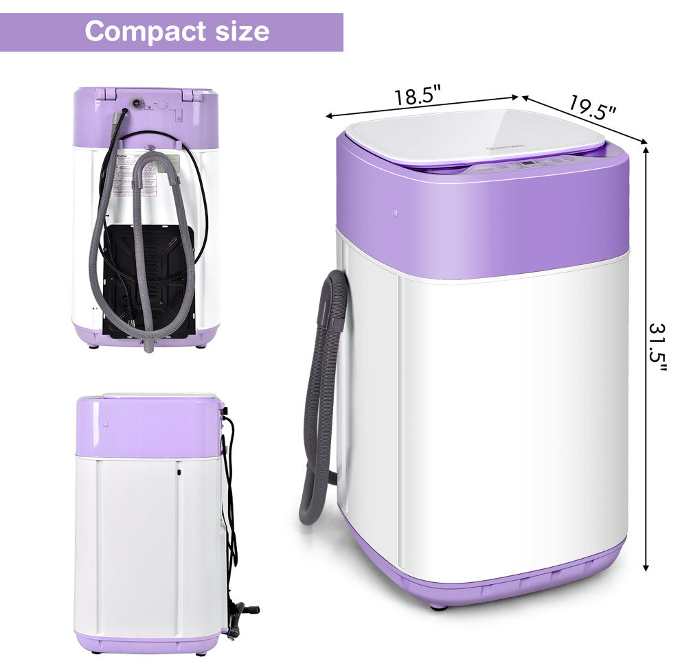 Costway 8lbs Portable Fully Automatic Washing Machine W/ Drain Pump Purple
