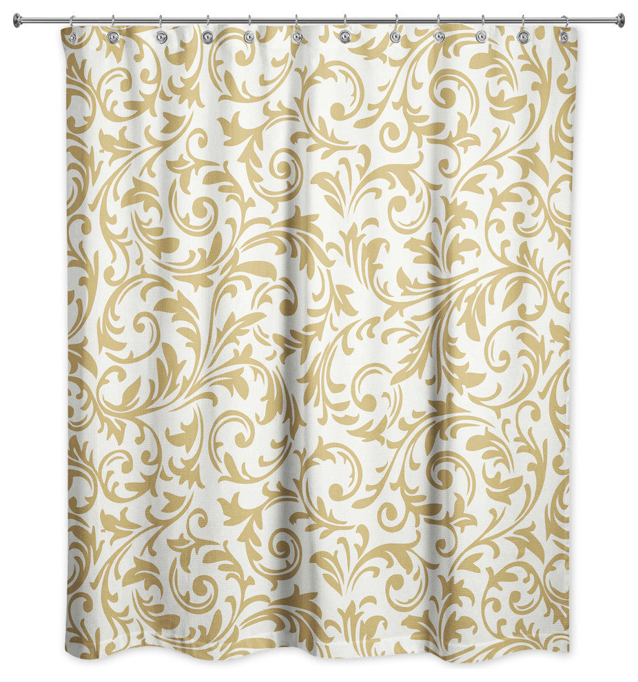 Gold Baroque Pattern 71x74 Shower Curtain