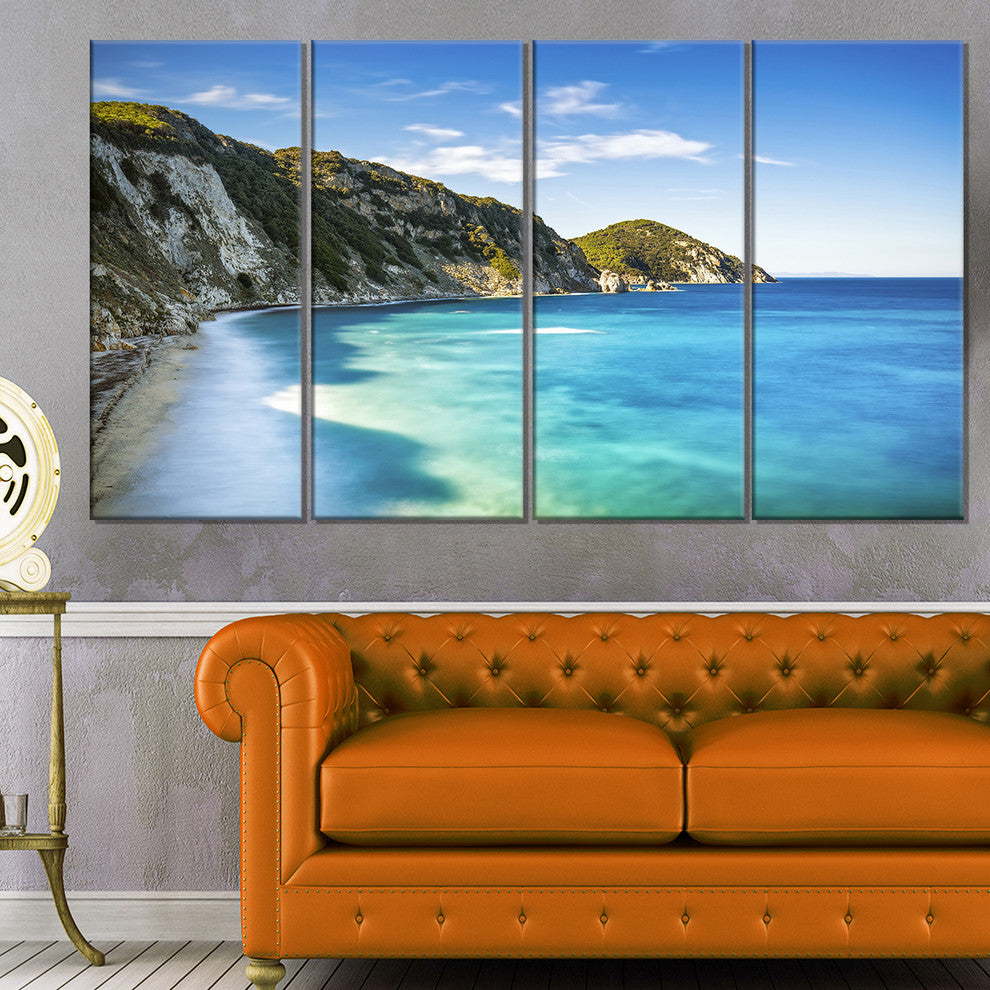 "Portoferraio Sansone White Beach" Seashore Wall Art, 4 Panels, 48"x28"