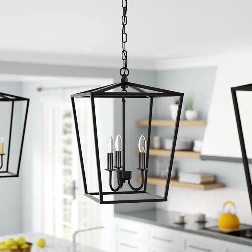 JL Styles Inc Black 3-Light Lantern Pendant