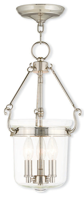 Pendant With Handcrafted Clear Glass, Polished Nickel