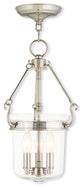 Pendant With Handcrafted Clear Glass, Polished Nickel