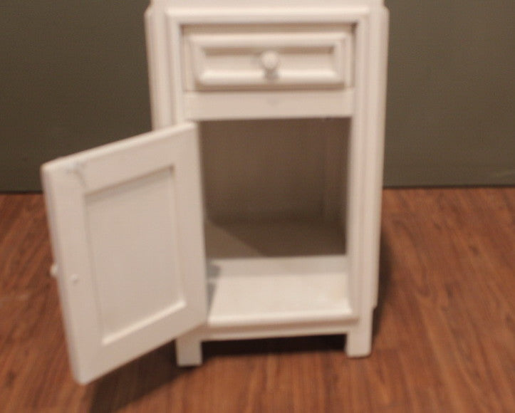 Rustic Solid Pine Wood Painted White Nightstand With Storage