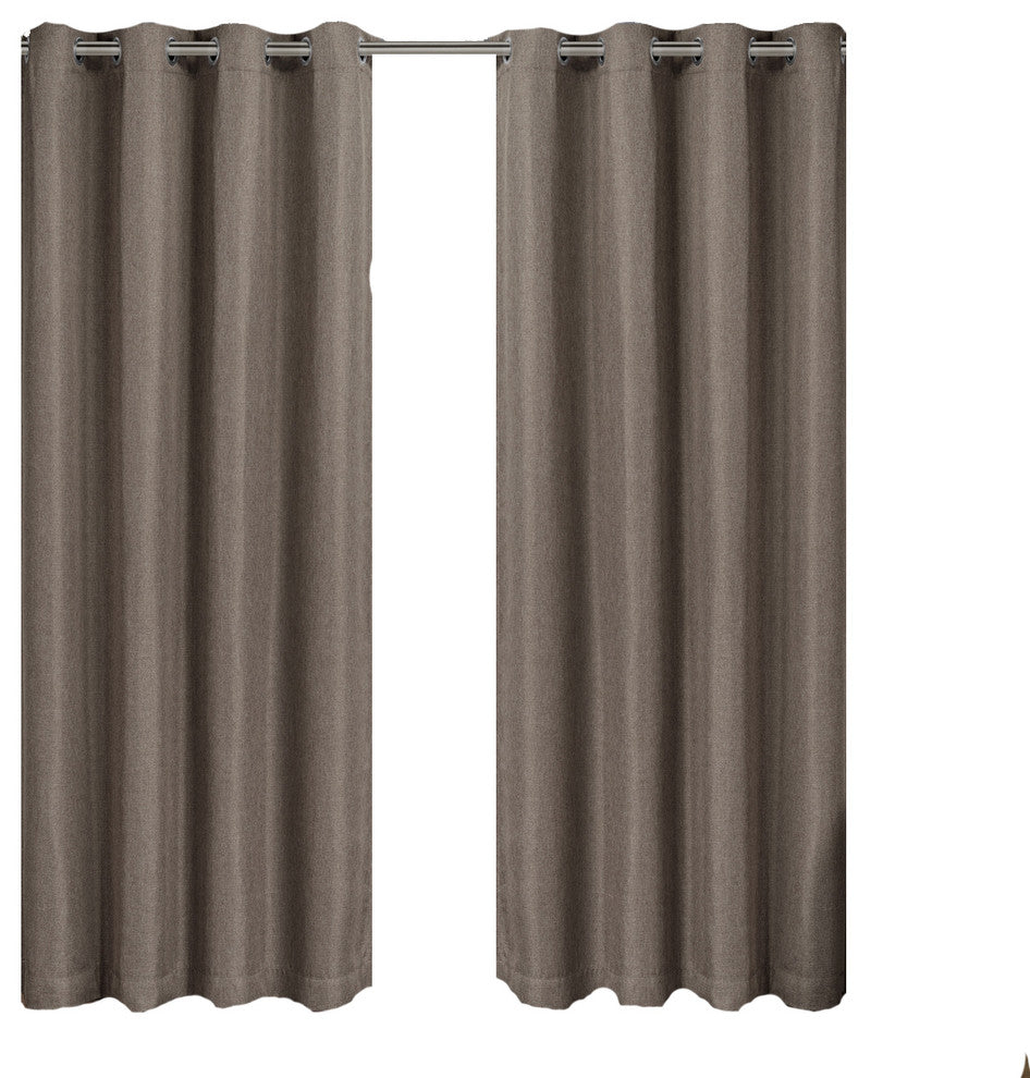 Gulfport Faux Linen Blackout Weave Panels, Brown, 52"x84" Single