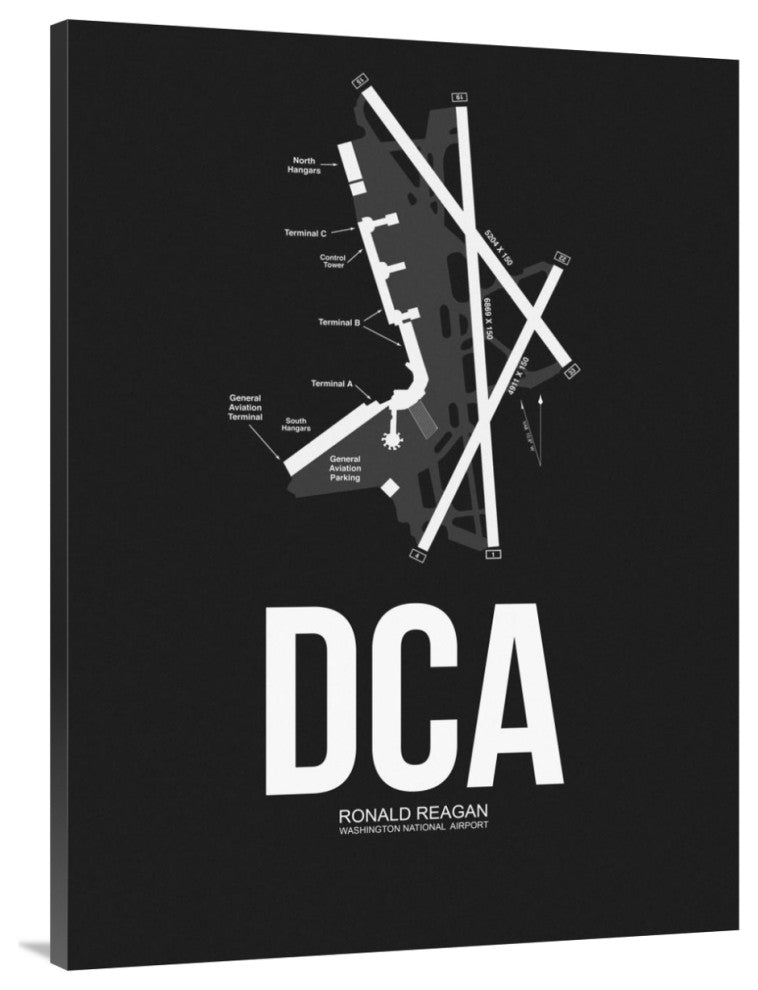 "DCA Washington Airport Black" Fine Art Print