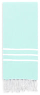 Linum Home Alara Turkish Pestemal Beach Towel, Soft Aqua/White Stripes, 70"x38"