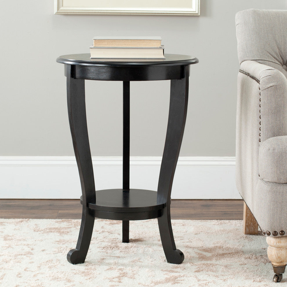 Safavieh Mary Pedestal Side Table, Distressed Black