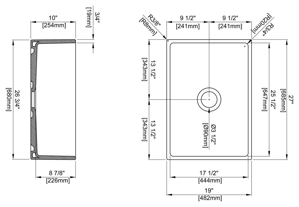 BOCCHI 1356-020-0120 Single Kitchen Sink w/ Bottom Grid In Matte Dark Gray