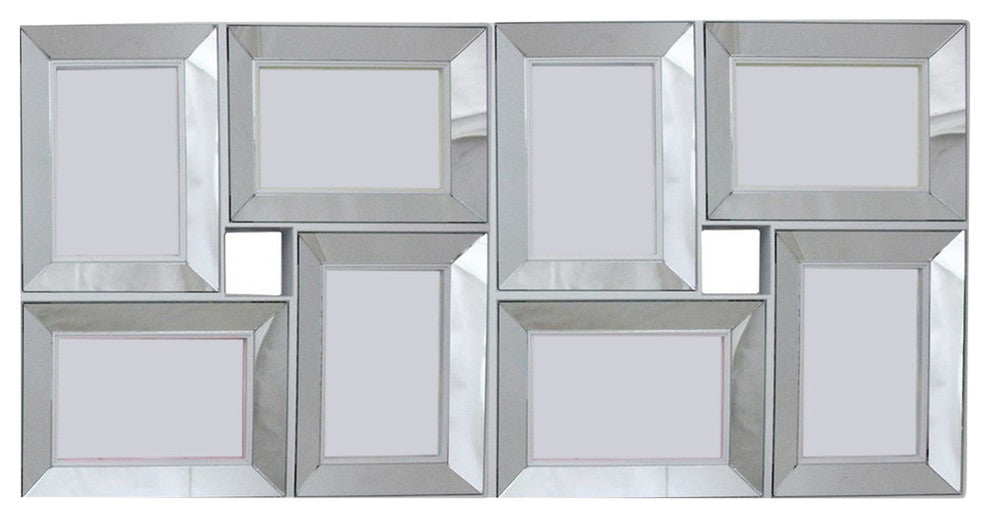 27.5" Trimmed Glass Encased Photo Picture Frame Collage Wall Decoration, White