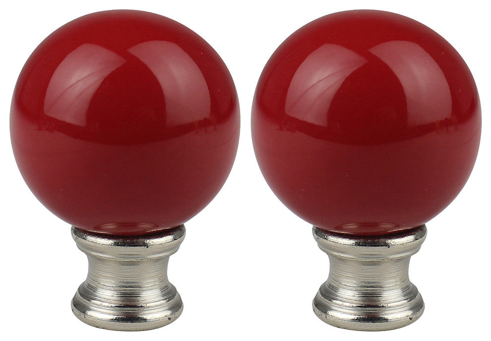 Ceramic Ball Lamp Finial, 2" Tall, Red, Set of 2