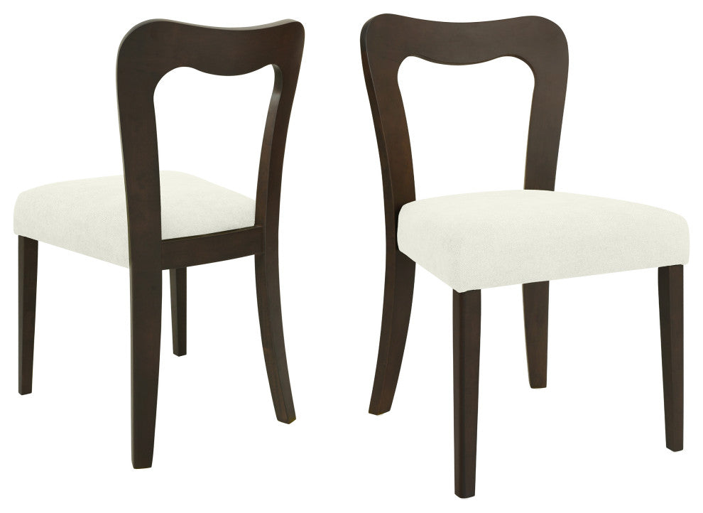 GDF Studio Modern Open Back Dining Chair, Set of 2, Dark Brown/Beige