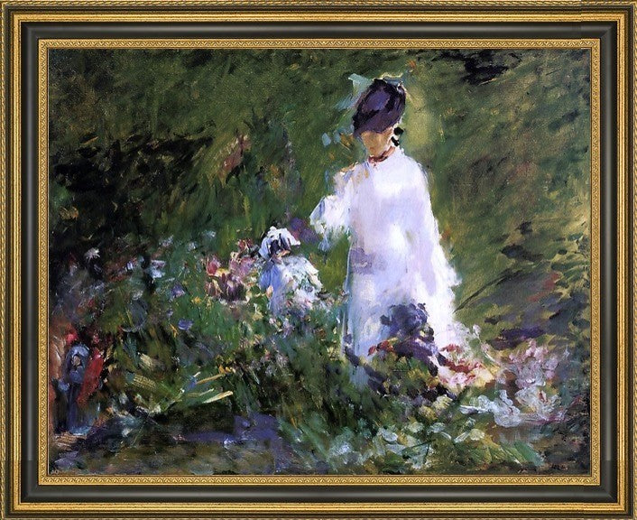 Edouard Manet Young Woman Among The Flowers Framed Premium Canvas Print, 20"x25"