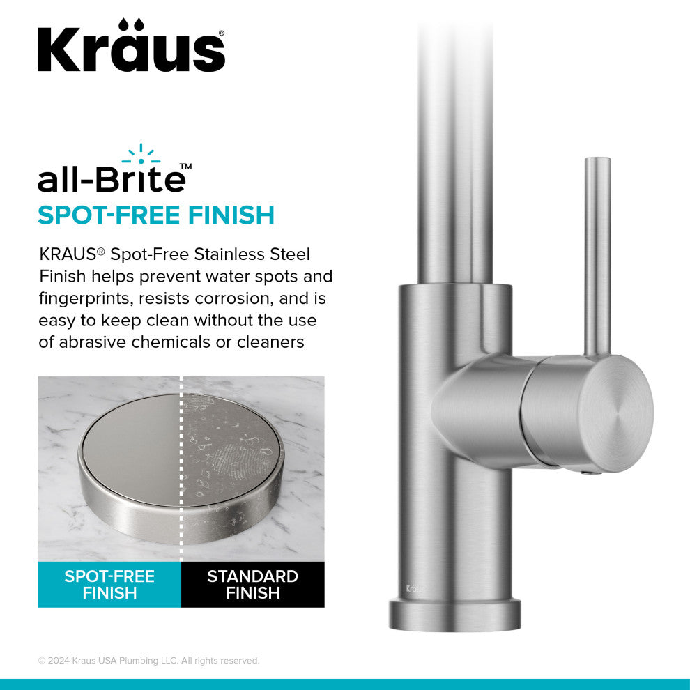 KRAUS Coda 2-Function 1-Handle Pull Down Kitchen Faucet Spot Free St Steel