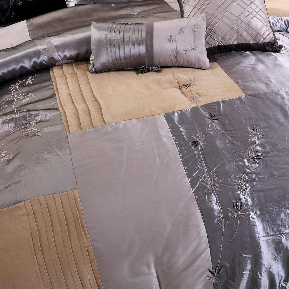 Back to Nature Comforter Set, Charcoal, Cal King, 7-Pc