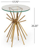 Nathan Modern Glam Handcrafted Sunburst Accent Table with Tempered Glass Top, Gold
