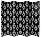 6' Tall Double Sided Black and White Damask Canvas Room Divider 6 Panel