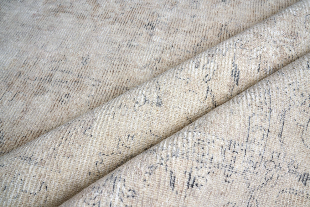 Tuscany Handmade Hand Loomed Wool and Bamboo Silk Light Beige Area Rug