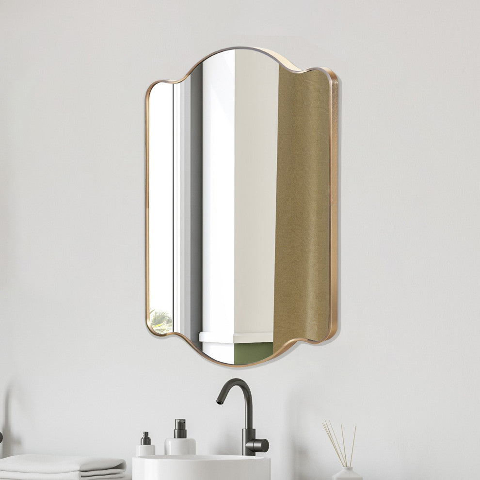 Louisa Medium Scalloped Rectangular Metal Framed Wall Mirror