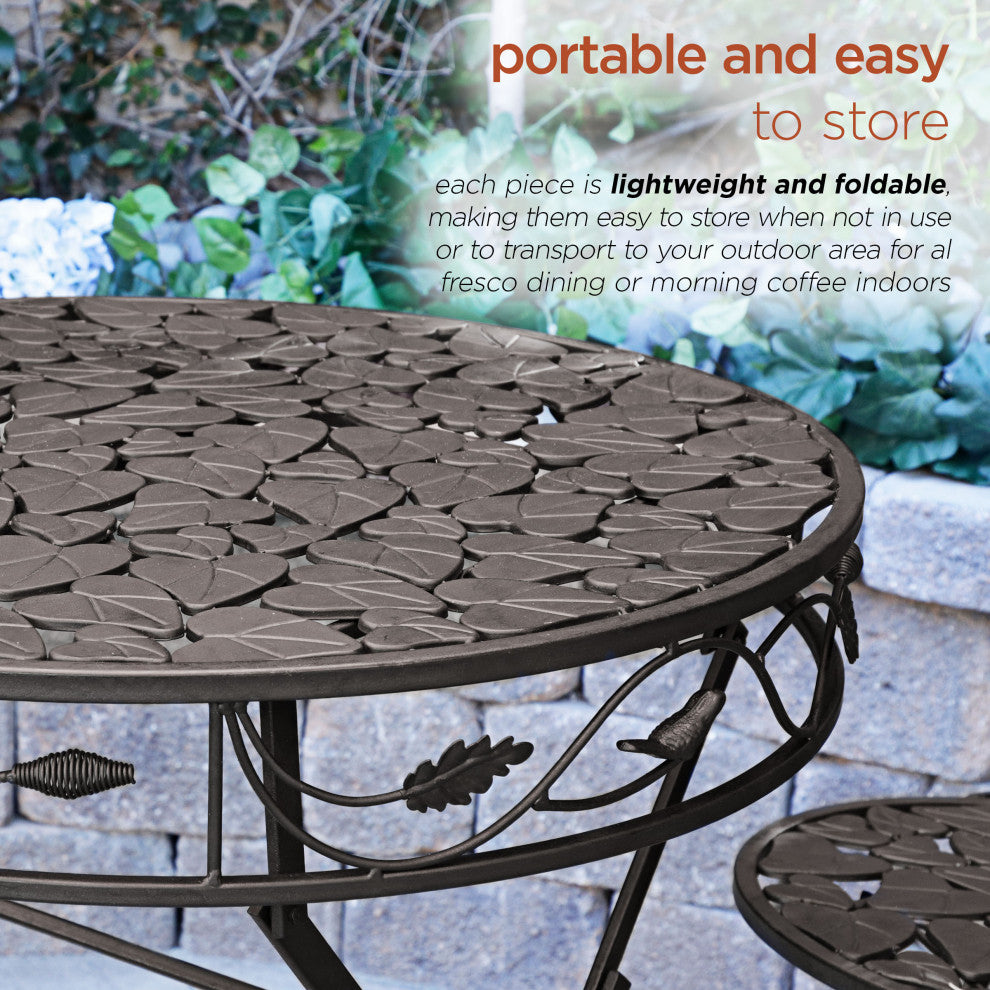 Iron 3-Piece Sun Leaves Bistro Set