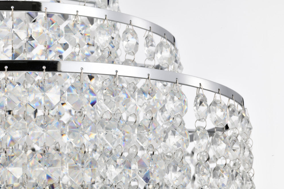 4-Light Chrome Modern Glam Chandelier With Tier Cascading Crystals
