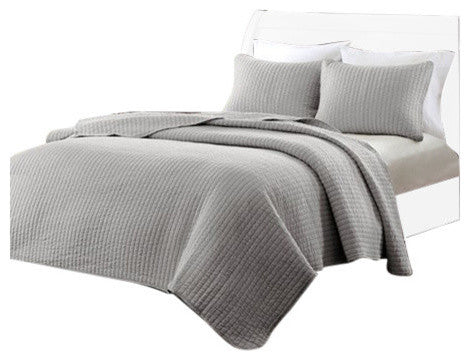Madison Park Microfiber Solid Brushed Quilted Coverlet Mini Set, King