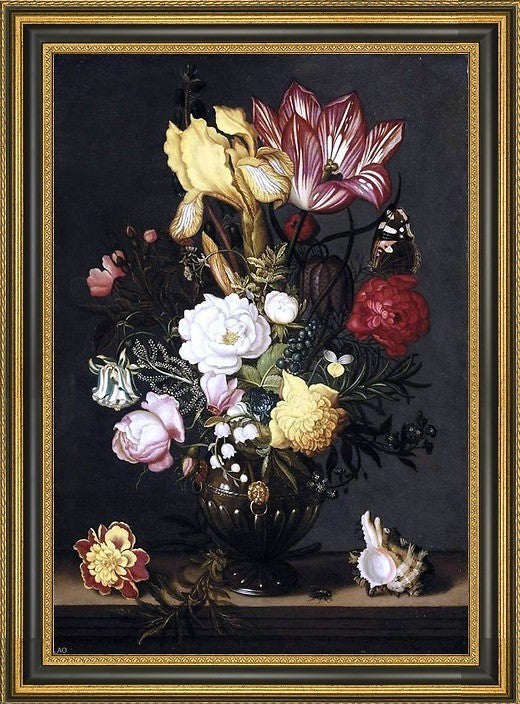The Younger Ambrosius Bosschaert StillLife Framed Premium Canvas Print, 18"x27"