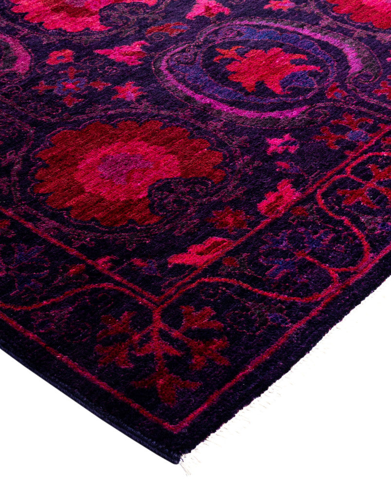 Overdyed One-of-a-Kind Hand-Knotted Area Rug Purple, 4' 3" x 5' 6"