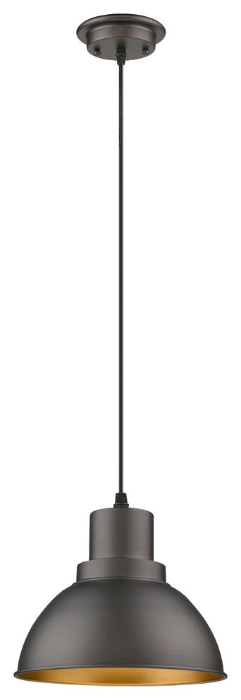 Ironclad 1-Light Rubbed Bronze Ceiling Mini Pendant 8"