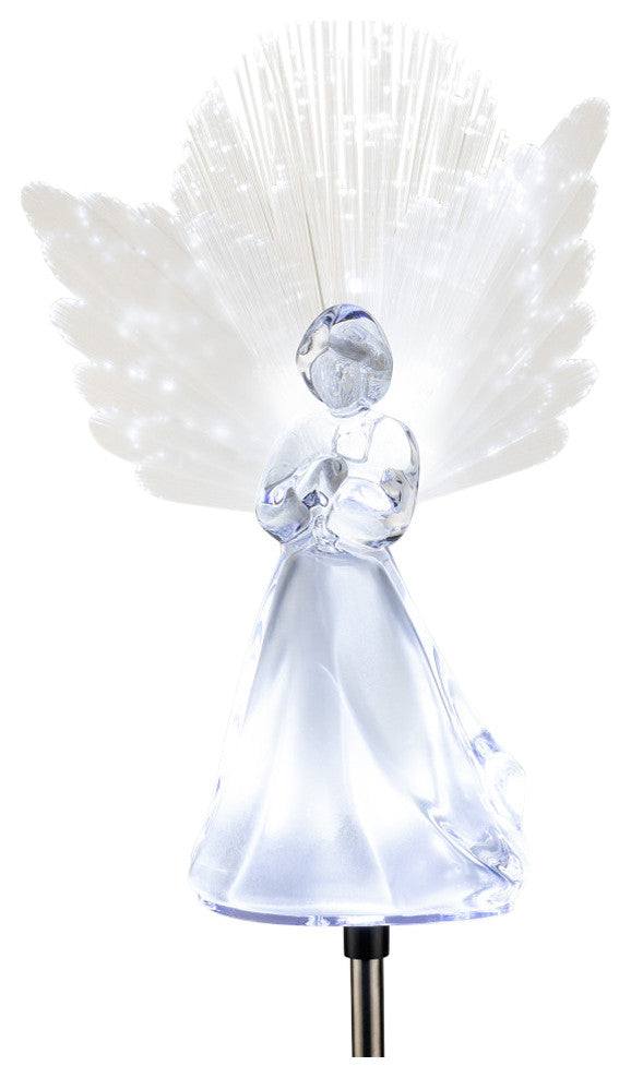 37"�H Outdoor Solar Angel Garden Stakes with Fiber Optic Wings and LED Lights