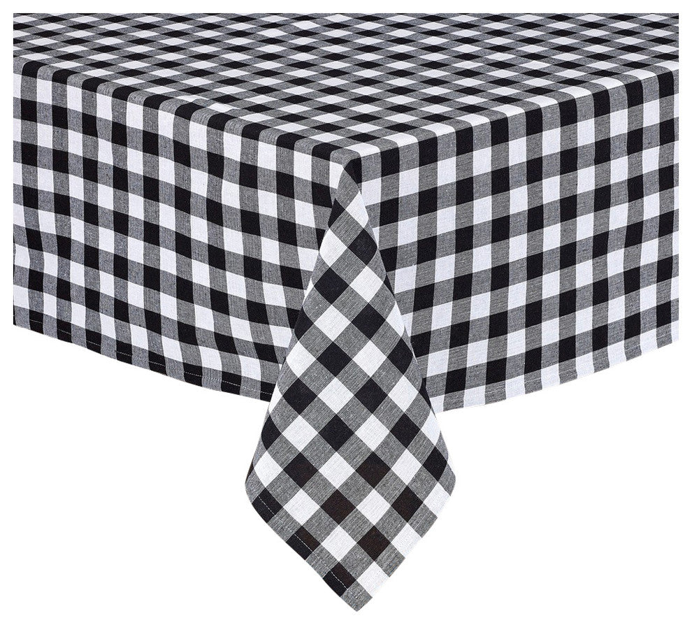 Buffalo Checkered Black 100% Cotton Table Cloth, 60"x104"