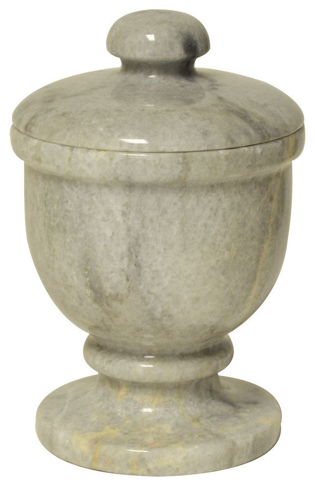 Grey Marble Storage Jar with Lid, Perfect for Q-tips and Cotton Balls
