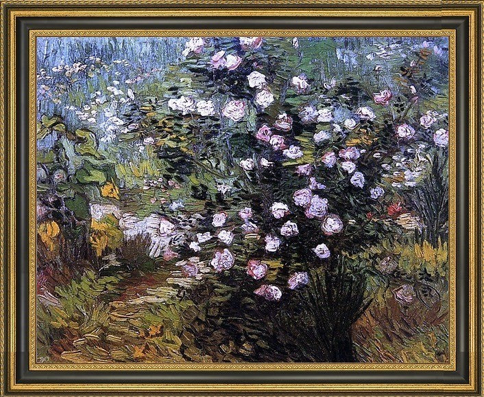Vincent Van Gogh Rosebush i Blossom Framed Premium Canvas Print, 20"x25"