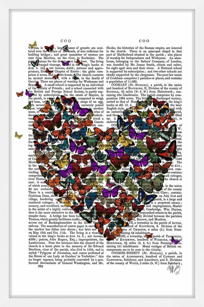 "Butterfly Heart" Framed Painting Print, 24"x36"