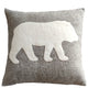 Hand Felted Wool Pillow, Cream Bear Silhouette on Gray, 20"