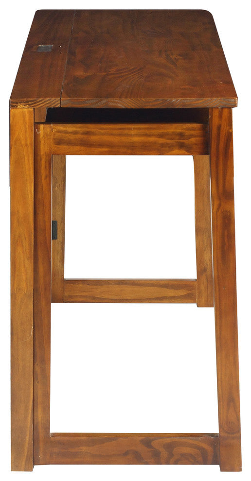Folding Desk With Pull-Out and Usb Port, Warm Brown