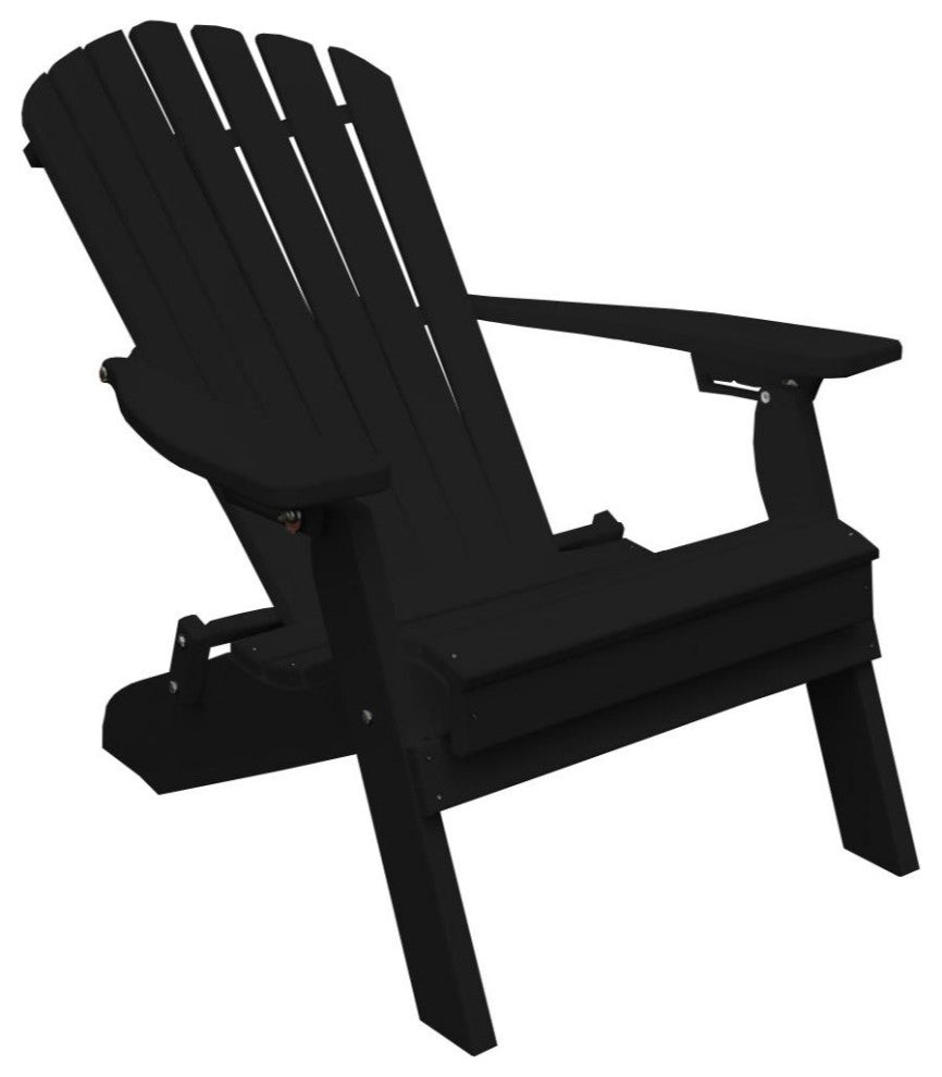 Poly Folding and Reclining Adirondack Chair, Black