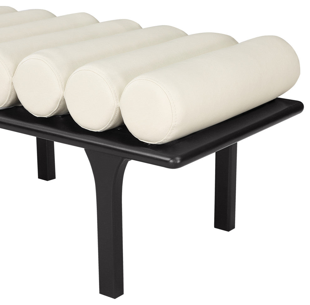 Landon Faux Leather Bench, Cream, Black Finish